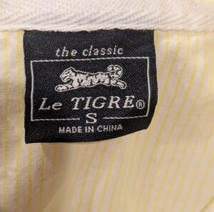 Vintage Le Tigre Yellow Harrington Jacket Striped Cotton Tiger Logo Size S